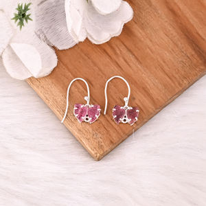 Boucles d'oreilles de style bohème plaquées argent sterling 925 de qualité supérieure, avec pierre précieuse sculptée en bio-tourmaline, cadeau tendance - Product Image 2