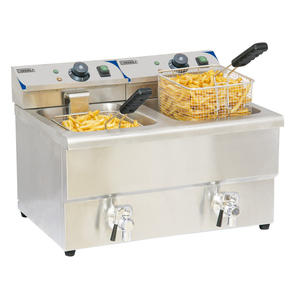 2 friteuses électriques de 8 L avec fonction de vidange d'huile - Product Image 1