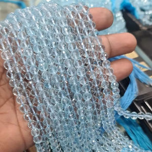 Cuentas de piedra de Topacio Azul redondas facetadas de alta calidad, cantidad a granel a la venta - Product Image 1