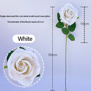 وردة صناعية مخملية بساق واحدة واقعية المظهر لتزيين المنزل وهدايا الزفاف وديكور الحفلات - Product Image 2
