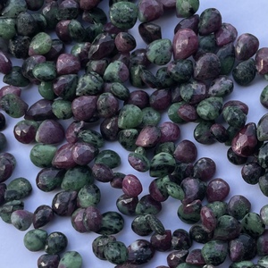 6mm 8mm 10mm Natural Ruby Zoisite Stone Pear Shape Faceted Cut Briolette <b>Beads</b> Wholesaler Supplier Online Factory Price Handmade - Product Image 2