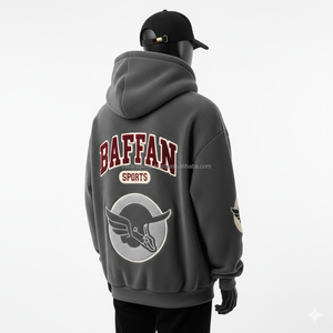 Sudadera con capucha de peso pesado para hombre 370 GSM Polar Fleece Fabric Oversized Fit bordado Chenille Logo Custom Warm Basics Hoodie - Product Image 4