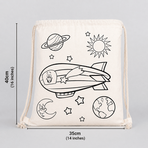 Colorable Astronaut & Zeppelin <b>Drawstring</b> <b>Backpack</b> 1416 (3540 Cm) - Product Image 5