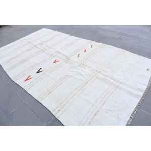 พรมตุรกีขนาด 6.4x12.5 ฟุต, พรมวินเทจขนาดใหญ่พิเศษ, พรมขนสัตว์ลายดอกไม้สีขาว - Product Image 3