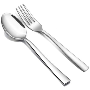 Fini argenté mat Personnalisez la poignée de designer Design étonnant en acier inoxydable Élégant Cuillère et Fourchette Serveur - Product Image 2