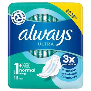 Alwayss Ultra Thin Long Night, Toallas Sanitarias Transpirables de Fibra de Bambú, Extra Grandes, 112 Unidades, Envío Rápido - Product Image 1