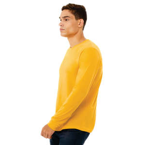 Comodidad dorada: Camiseta de cuello redondo de manga larga de algodón peinado Airlume 100%: estilo clásico, suavidad lujosa - Product Image 2