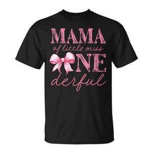 T-shirt rose avec nœud pour le premier anniversaire de Little Miss Onederful - Product Image 1