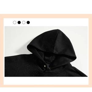 Sweat à capuche molletonné unisexe à double logo 100% coton respirant personnalisé à épaules tombantes teint uni pour l'hiver - Product Image 6