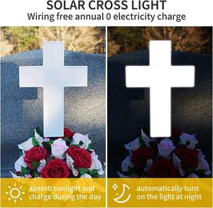 크로스 스테이크 태양 빛 야외 조명 LED 방수 크로스 램프 풍경 빛 교회 묘지 경로 잔디 장식 - Product Image 2