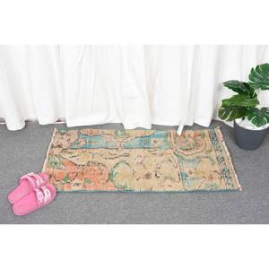 Tapis turc Vintage de 1,5x2,9 pieds, tissage plat en laine patchwork bleu Beige pour décor de salon, support en latex de 4m de large - Product Image 4