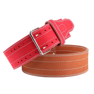 Gimnasio Power Lifting Cuero de vaca Levantamiento de pesas gimnasio accesorios Cinturón con hebilla de punta de metal - Product Image 4