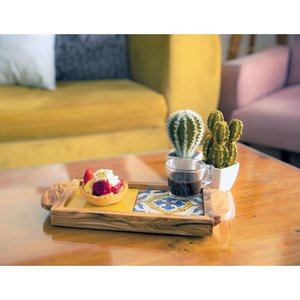 Plateau de service en bois massif de haute qualité pour hôtel ou maison plateau à thé en bois décoratif pour assiette de Table collations plat de stockage des aliments - Product Image 3