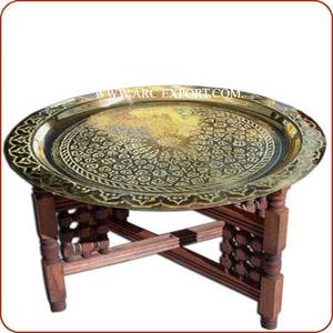 Table de taille marocaine vintage en laiton maison et salon Table basse marocaine décorative pour support de designer en bois d'indien - Product Image 1