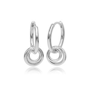 Plain <b>Hoop</b> <b>Earrings</b> Two Hollow Round Charm Turkish Wholesale Handmade 925 <b>Sterling</b> <b>Silver</b> Jewelry - Product Image 6