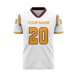 Camiseta de fútbol americano personalizada transpirable de talla grande verano blanco dorado granate equipo uniforme personalizado nombre Número ropa deportiva - Product Image 1