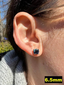 925 Sterling Silver Plated <b>Earrings</b> Dark <b>Blue</b> Moissanite Solitaire <b>Stud</b> <b>Earrings</b> for Women's Fashion Jewelry - Product Image 3