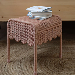 Handwoven Farmhouse Rattan Petal Storie <b>Stool</b> with Lid Bedroom Lamps Bedside Made by VgreenArt Manufacture in Vietnam - Product Image 5