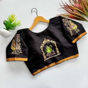 Fabricante y proveedor exclusivo de blusa de seda pura con estampado y trabajo manual de Surat a precio mayorista - Product Image 3