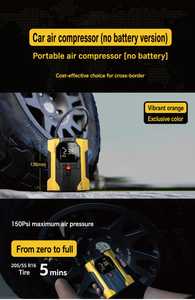 Compresseur d'air portable 12V avec cordon, affichage numérique LCD pour gonflage des pneus de voiture, moto et vélo - Product Image 5