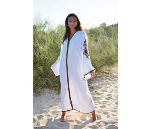 Robe de soirée longue à manches larges pour femmes, tenue de soirée, à manches longues, avec broderie personnalisée, décontractée - Product Image 2