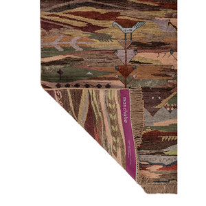 พรมไหมพรมและไหมไผ่ถักมือลายแมนชาฮ่าสีแดงและสีส้ม-สำหรับใช้ในบ้าน Les-2831 - Product Image 5