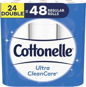 Papier toilette Cottonelle 24 rouleaux doubles (équivalent à 48 rouleaux normaux) Ultra CleanCare, tissu de toilette doux biodégradable, sans danger pour les fosses septiques - Product Image 3