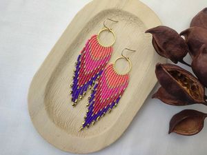 Boucles d'oreilles en verre multicolore de style boho pour femmes faites à la main 8mm 4mm 2mm glands perles de verre au chalumeau en cristal à la mode - Product Image 4