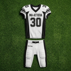 Custom White Black American Football Jersey <b>Padded</b> <b>Pants</b> Team Uniform Number 30 OEM ODM Wholesale Sportswear - Product Image 6