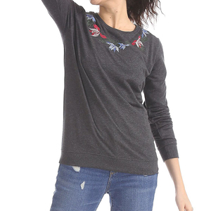 Sudadera de Mujer de Algodón Francés Extra Grande con Bordado de Logotipo Personalizado, Color Sólido, Hombros Caídos, Cuello Redondo - Product Image 1