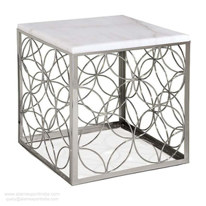 Nouveau dessus en verre de table imbriqué en métal plaqué or pour l'hôtel et la maison meubles faits à la main salon tabouret latéral vente chaude - Product Image 2