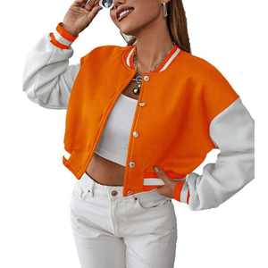 Latest Fashion Hot Sale Custom Women Winter Standard Thickness Plain Dyed Waterproof Baseball Varsity Jacket Cotton Knitted - Product Image 4