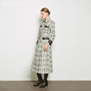 Joan Monogram Robe Midi Prix Usine Elégant Loup Croc Motif Bureau Dame Midi Emballage Personnalisé Du Vietnam Fabricant - Product Image 5