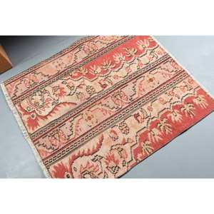 พรมตุรกีขนาด3,4X3,8ฟุตพรมสีเบจสีแดงแบบดั้งเดิม - Product Image 2