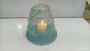 Blue wire Metal wax Light <b>Lantern</b> hanging Tealight Candle Holders <b>Large</b> for wedding Parties Christmas and Special Occasion - Product Image 3