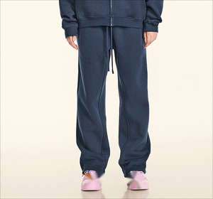 Venta al por mayor de sudaderas de algodón pesado personalizadas de alta calidad Jogger Pantalones anchos sueltos apilados Vintage cordón acampanado hombres pantalones de chándal - Product Image 2