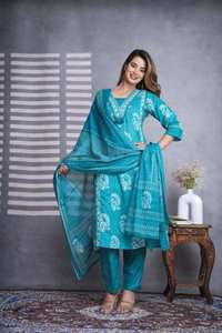 Venta al por mayor exclusivo algodón recto Kurti inferior Dupatta catálogo completo Casual Party Wear Salwar Kameez estilo indio pakistaní - Product Image 2