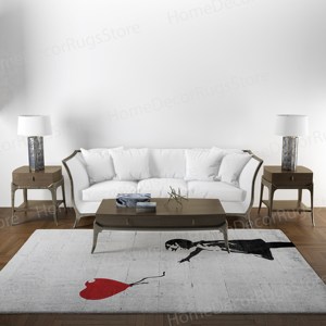 Alfombra Impresa: Alfombra Suave de Tela No Tejida con Diseño de Chica Genial Personalizada con Globo Rojo de Banksy, para Colgar en la Pared - Product Image 3