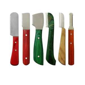 Juego de 6 cuchillos Pelacables de acero inoxidable con mangos de madera de varios colores para perros y gatos Todos Los instrumentos veterinarios disponibles - Product Image 2