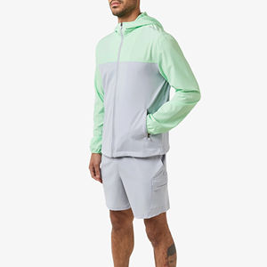 Chaqueta cortavientos impermeable y transpirable ligera para deportes al aire libre con capucha para correr OEM personalizado de talla grande Color de contraste - Product Image 2