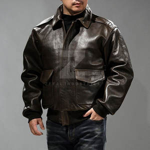 Vêtement de mode en gros, veste bomber en cuir pour homme, logo personnalisé sur le devant, col montant, imperméable, écologique, veste d'hiver - Product Image 2