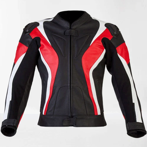 Black Red Genuine Cowhide Leather Breathable Waterproof Windproof Racing Motorbike Jacket CE Armours Protections Men Custom - Product Image 1