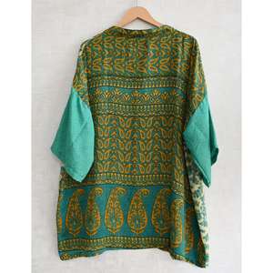 Handmade Indian <b>Silk</b> <b>Kimono</b> Short Robe Printed Nightwear Womens Loungewear Sleepwear - Product Image 5