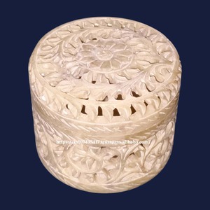 Boîte de sculpture en pierre de savon Super Design de pierre de qualité polie classique régulière avec utilisation de forme ronde pour l'article de cadeau de stockage de bijoux - Product Image 5