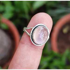 Rose Quartz Silver Ring Pink Gemstone Crystal Jewelry Gift for Her to Show <b>Your</b> Pink <b>Love</b> - Product Image 6