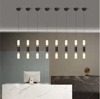 Nordique LED linéaire suspension lumière salle à manger Bar Table bulle givré aluminium longue forme lustre suspendu pour Restaurant