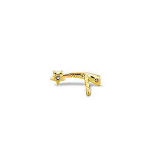 Boucle d'oreille unique en or 14 carats avec diamant véritable, motif étoile filante, design céleste gradué, or blanc, jaune et rose, bijou de valeur sociale - Product Image 2