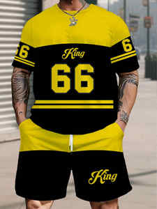 Mode 3D imprimé pull décontracté T sweat à manches courtes Shorts t-shirt ensemble tricoté en plein air vêtements d'été respirant caractéristiques - Product Image 3