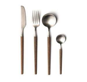Cubiertos de Diseño Moderno de Acero Inoxidable y Madera de Arce Maciza, Cubiertos con Mango de Madera Elegante para Uso en el Hogar y Restaurantes - Product Image 1