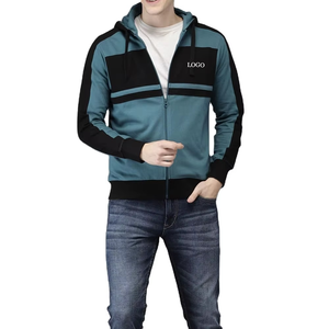 Top qualité Logo personnalisé hommes sweats à capuche hommes décontracté pleine fermeture éclair couleur unie respirant et confortable basique coton mélangé - Product Image 6